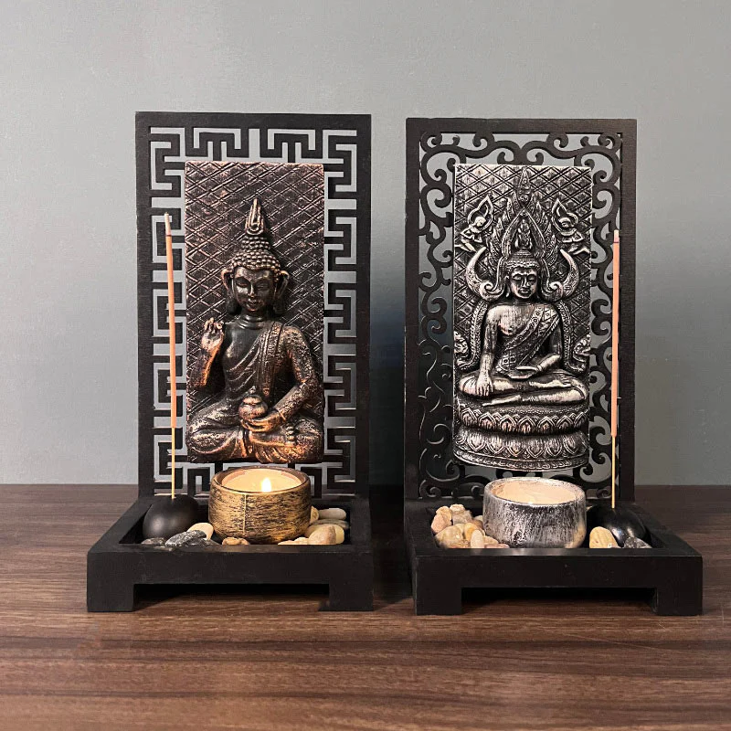 Mocoer Buddha Compassion Serenity Home Resin Prayer Altar Decoration - Mocoer
