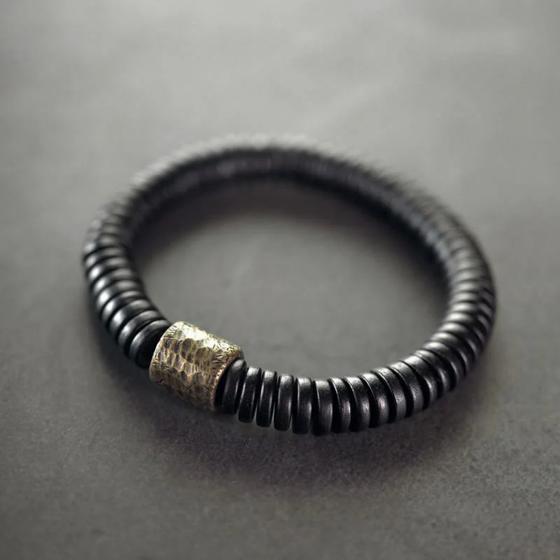 Mocoer Ebony Wood Copper Brass Calm Bracelet - Mocoer