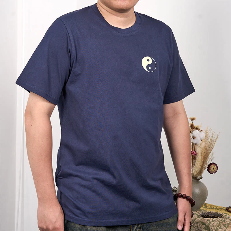 Mocoer Men's Summer Round Neck Short Sleeve Yin Yang Cotton T-Shirt - Mocoer