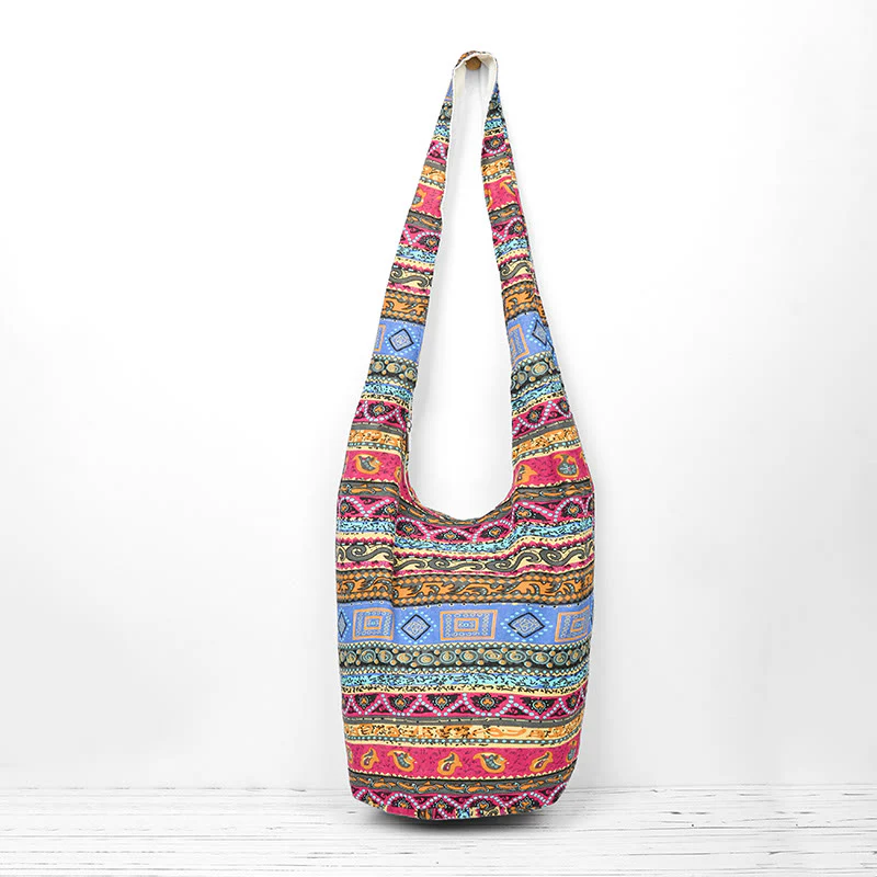 Mocoer Colored Stripes Cotton Crossbody Bag Shoulder Bag - Mocoer
