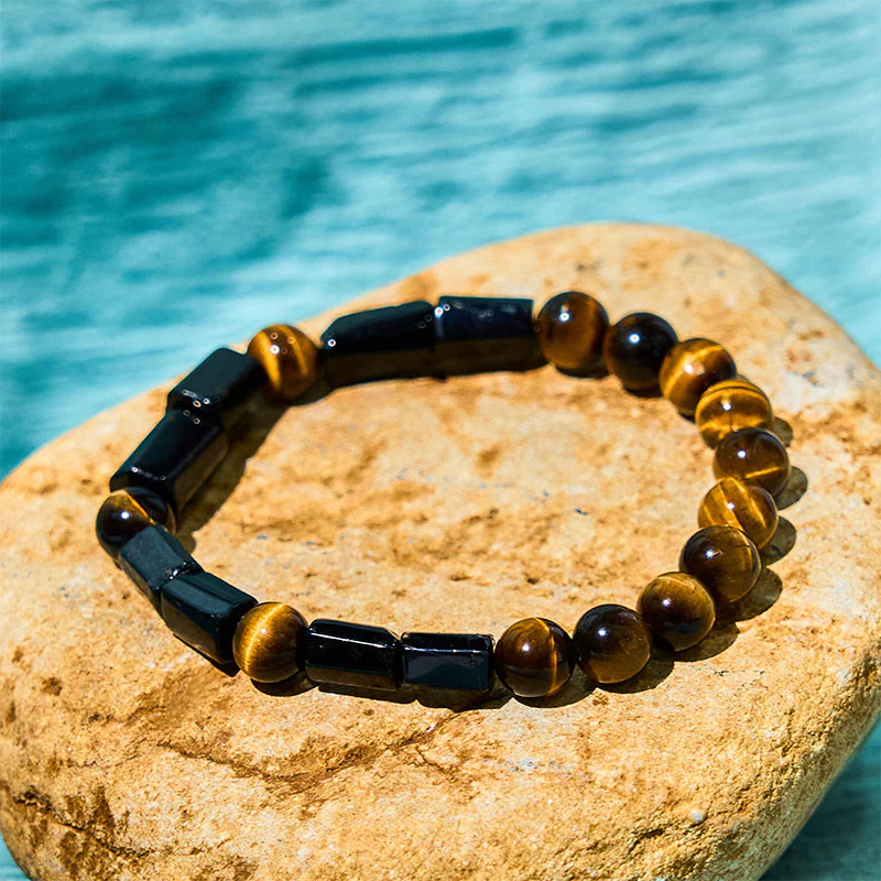 Mocoer Natural Black Tourmaline Tiger Eye Positive Bracelet - Mocoer