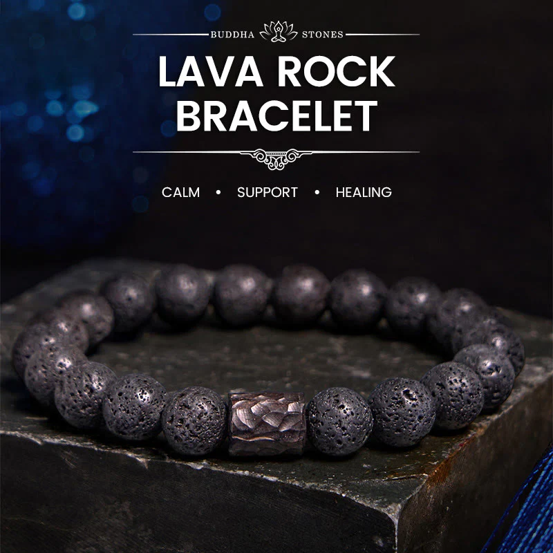 Mocoer Lava Rock Ebony Wood Tiger Eye Healing Bracelet - Mocoer