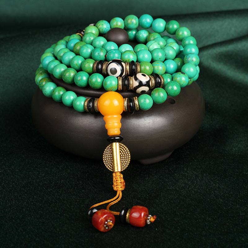 Mocoer Tibetan Turquoise Mala Balance Necklace Bracelet - Mocoer