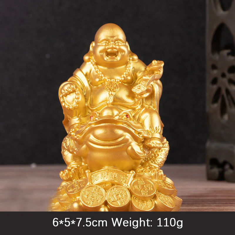 Mocoer Laughing Buddha Feng Shui Frog Toad Copper Coins Attract Wealth Resin Statue Home Decoration - Mocoer
