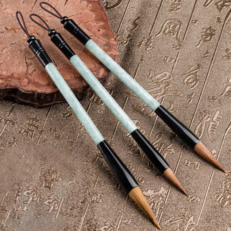 Mocoer Natural Jade Luck Chinese Calligraphy Brush Pen Chinese Writing Brush With Gift Box - Mocoer