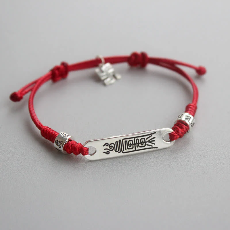 Mocoer 925 Sterling Silver Red String Luck Strength Braid Bracelet - Mocoer