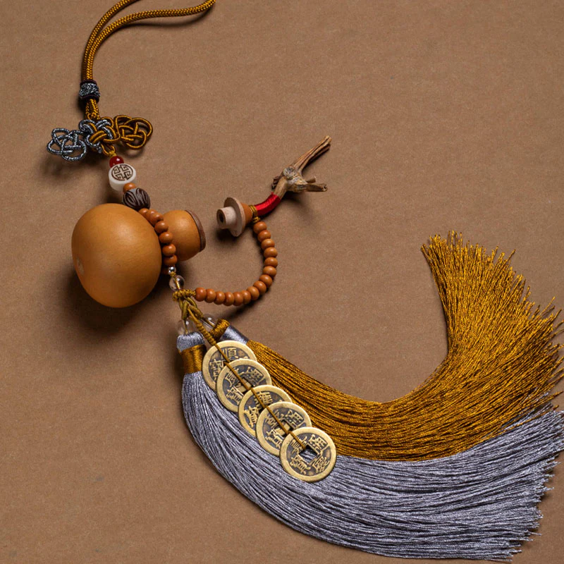 Mocoer Feng Shui Coins Gourd Chinese Knot Lucky Coins Five Emperor Money Wealth Tassels Decoration - Mocoer