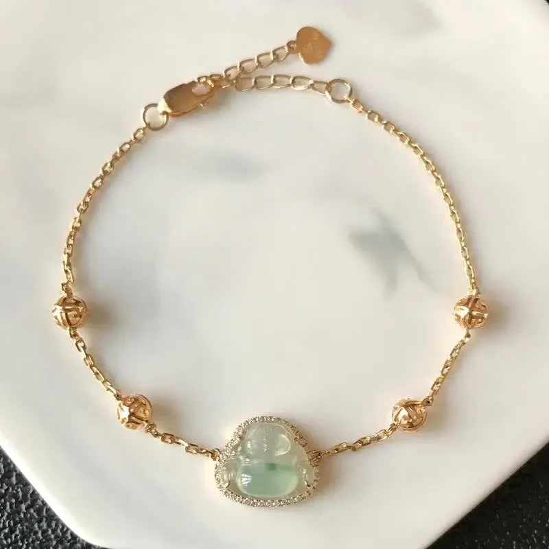 Mocoer Laughing Buddha Jade Abundance Chain Bracelet - Mocoer