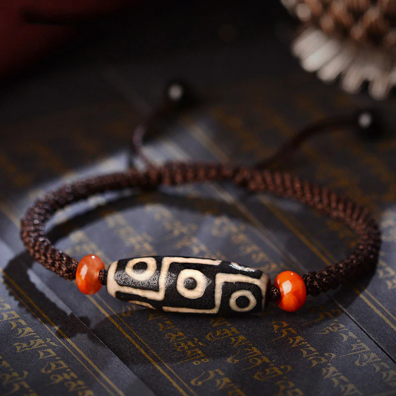 Mocoer Tibetan Nine-Eye Dzi Bead Prosperity String Bracelet - Mocoer
