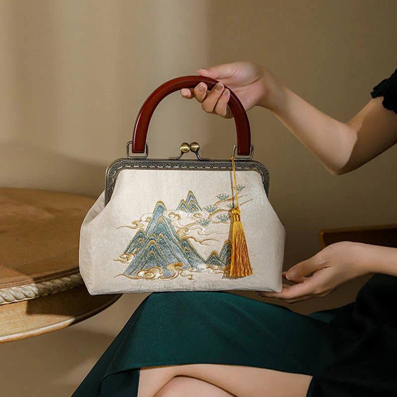 Mocoer Landscape Painting Jacquard Handbag Crossbody Bag - Mocoer