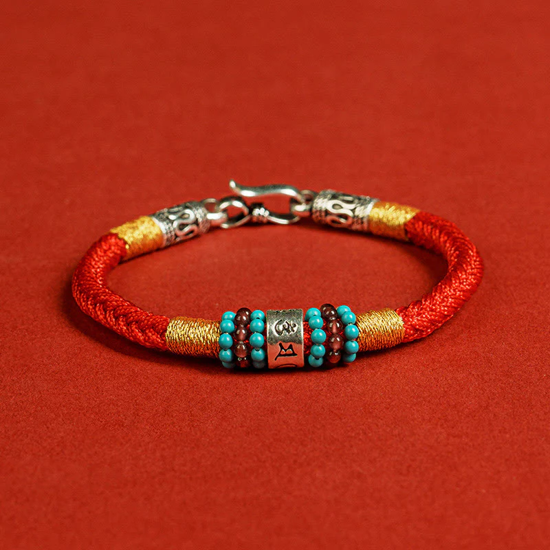 Mocoer Red String Black String Six True Words 925 Sterling Silver Connection Bracelet - Mocoer