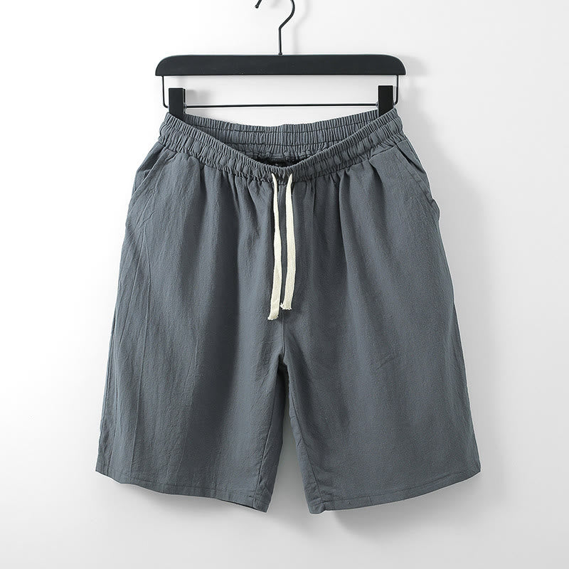 Mocoer Casual Solid Color Men's Straight Shorts With Pockets Cotton Shorts Men's Pants - Mocoer