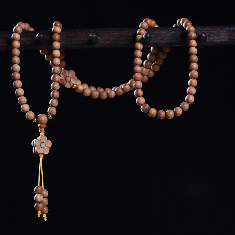 Mocoer Sandalwood Plum Blossom Charm Healing Mala Bracelet - Mocoer