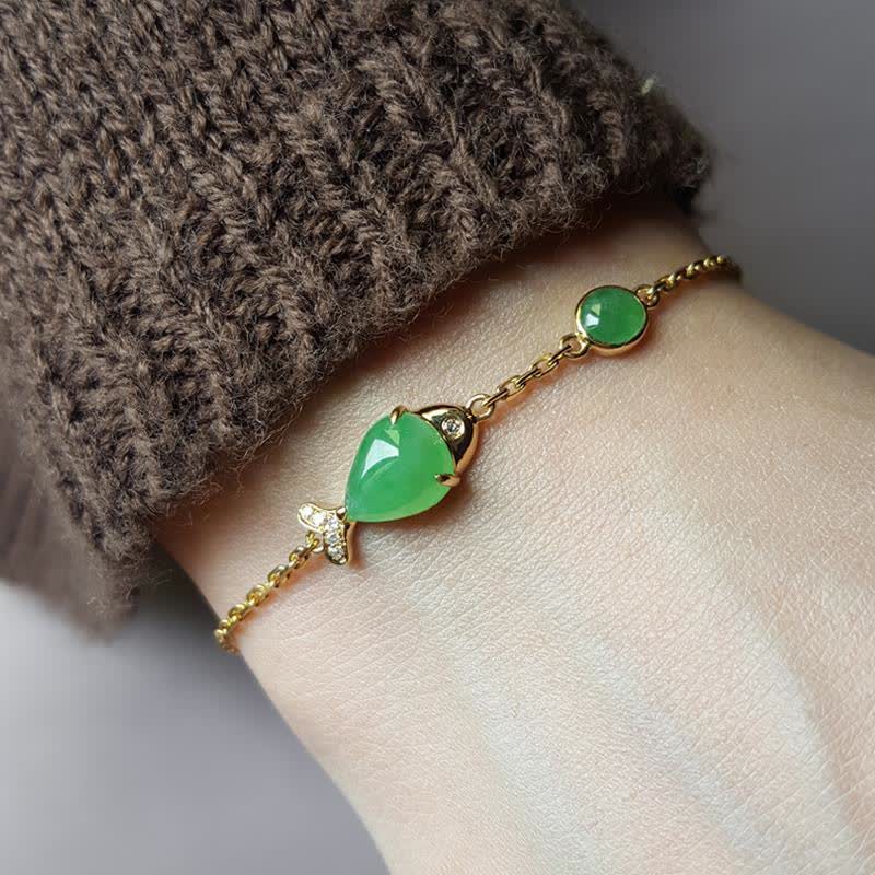 Mocoer Green Chalcedony Koi Fish Courage Strength Bracelet - Mocoer