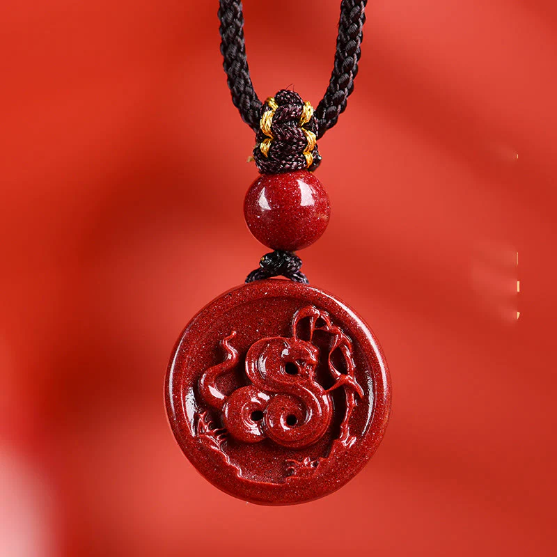 Mocoer Chinese Zodiac Cinnabar Calm Phone Hanging Decoration Key Chain Necklace Pendant - Mocoer