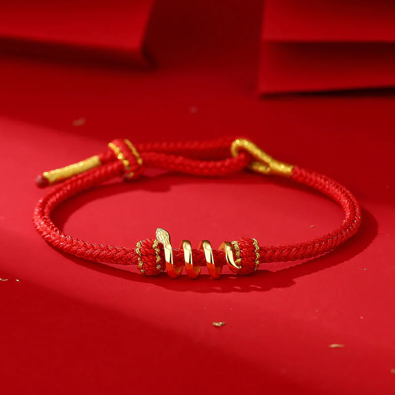 Mocoer 925 Sterling Silver Year Of Snake Red String Protection Braided Bracelet - Mocoer