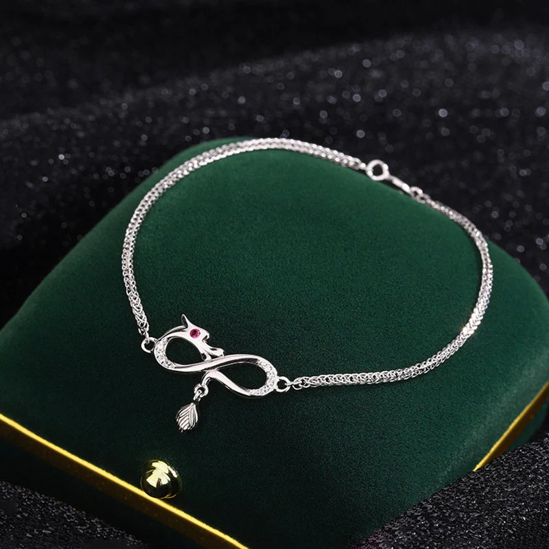 Mocoer Year Of The Dragon 999 Sterling Silver Zircon Endless Knot Tail Charm Luck Protection Bracelet - Mocoer