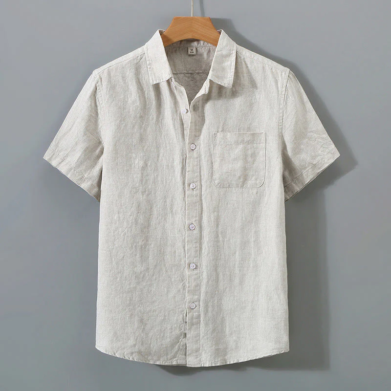 Mocoer Summer Casual Pure Color Button Cotton Men's Shirt WIth Pocket - Mocoer
