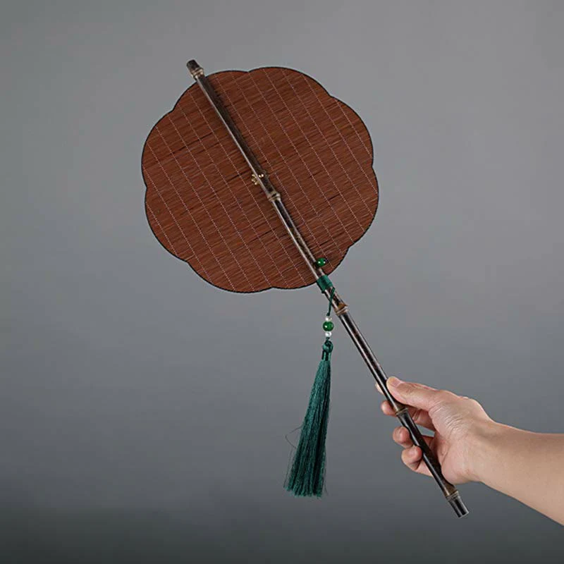 Mocoer Chinese Style Handmade Bamboo Long Handle Portable Curlable Fan - Mocoer