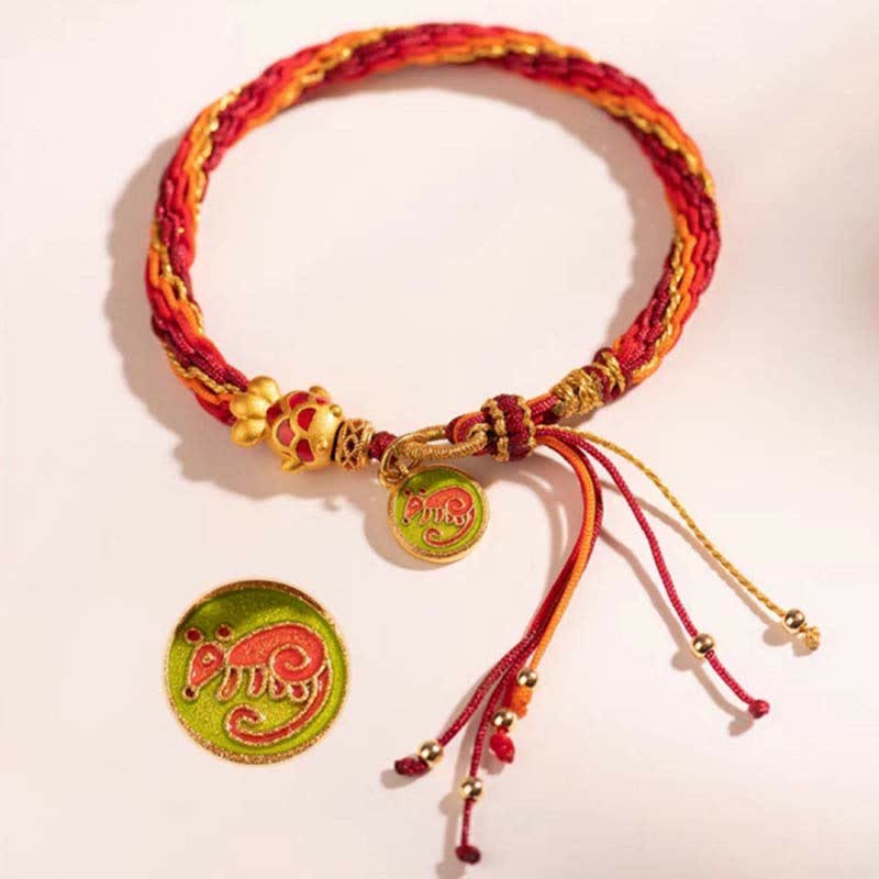 Mocoer Chinese Zodiac Handmade Koi Fish String Protection Reincarnation Knot Braid Bracelet - Mocoer