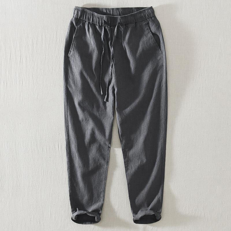 Mocoer Summer Casual Drawstring Ramie Linen Men's Pants With Pockets - Mocoer