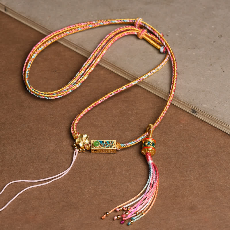 Mocoer Colorful String Copper Wealth Necklace Pendant - Mocoer
