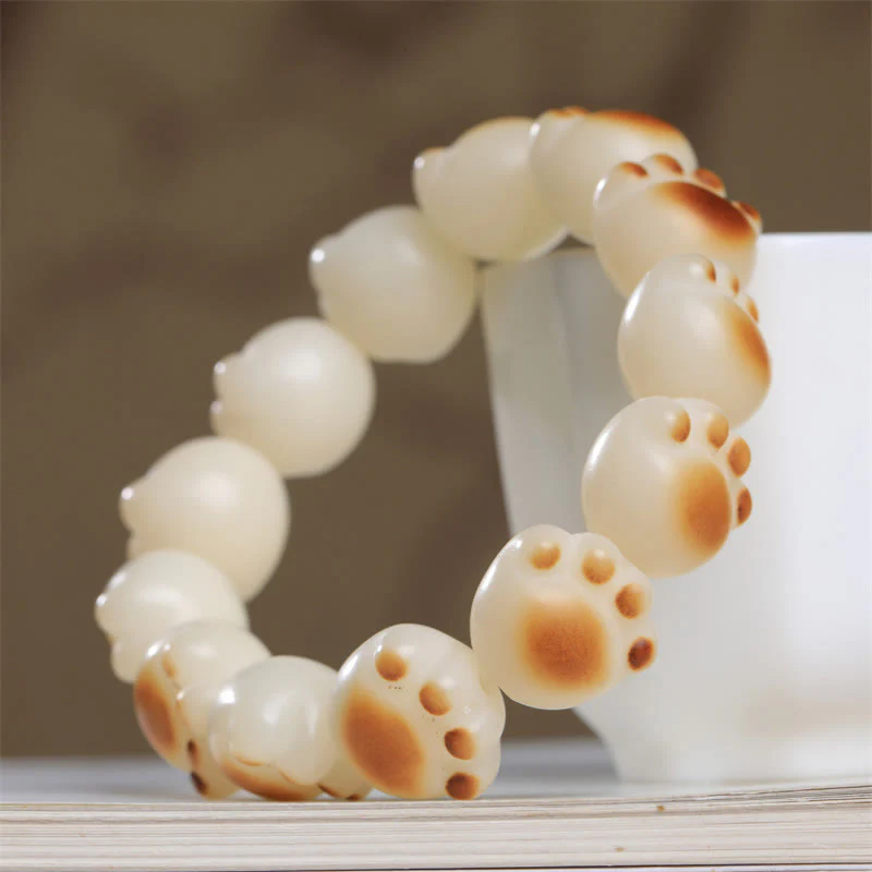 Mocoer Cute Cat Paw Claw Bodhi Seed Peace Bracelet - Mocoer