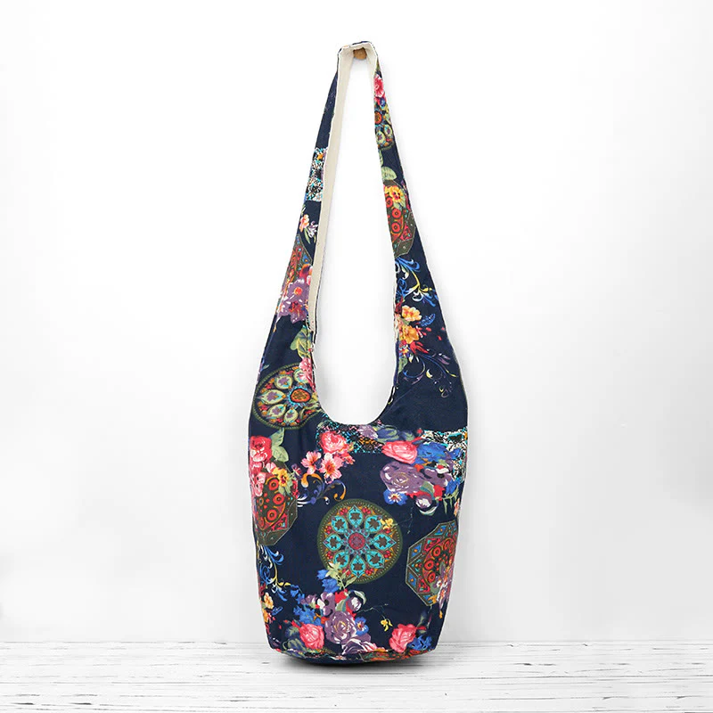 Mocoer Cotton Flower Pattern Crossbody Bag Shoulder Bag - Mocoer