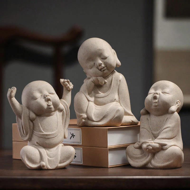 Mocoer Tibetan Meditation Buddha Monk Blessing Serenity Resin Home Decoration - Mocoer