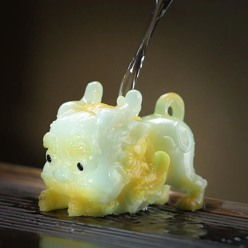 Mocoer Color Changing Small PiXiu Ingot Resin Tea Pet Wealth Home Figurine Decoration - Mocoer