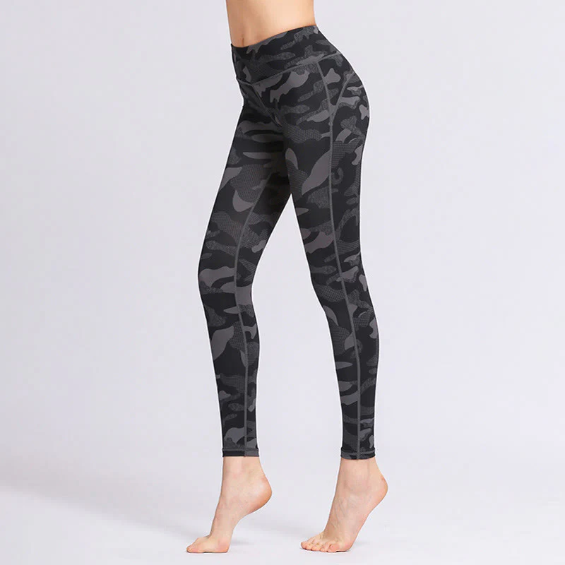 Mocoer Camo Print Sports Fitness Yoga High Waist Leggings Women's Yoga Pants - Mocoer