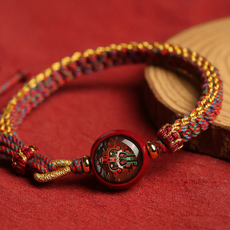 Mocoer Colorful Rope Cinnabar Thangka Blessing Braided Bracelet - Mocoer