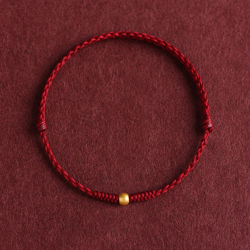 Mocoer 999 Gold One Mini Bead Design Handmade Strength Braided Rope Bracelet Anklet - Mocoer
