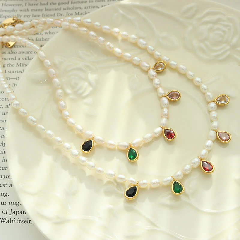 Mocoer Pearl Crystal Stone Purity Necklace Pendant - Mocoer