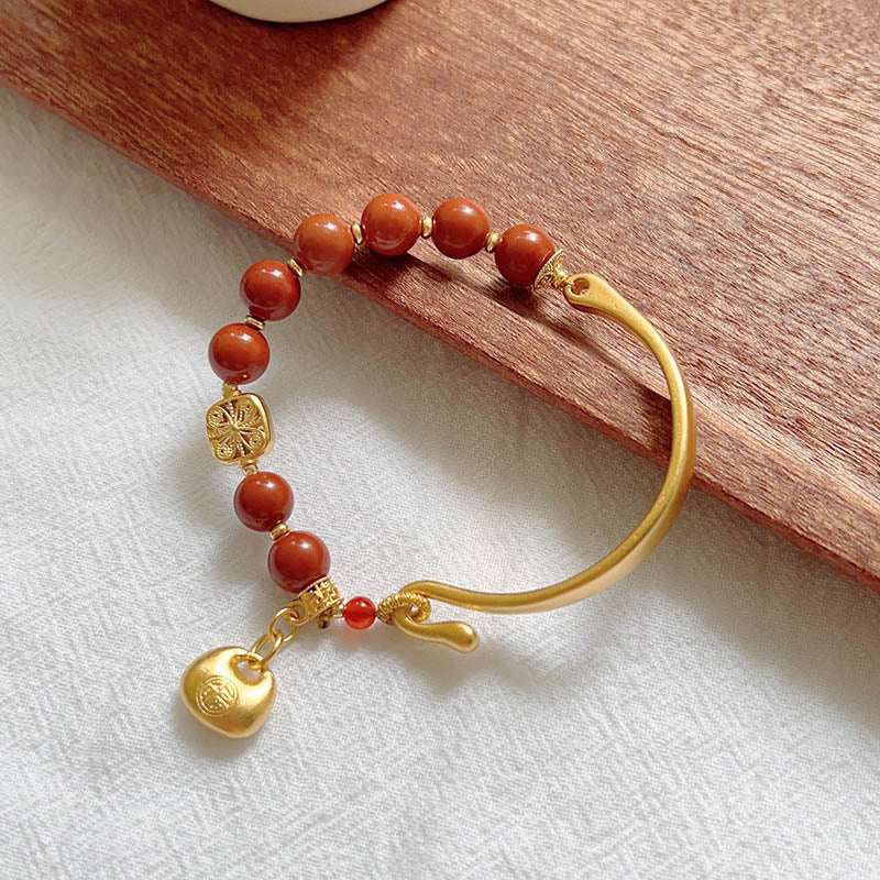 Mocoer South Red Agate Fu Character Ingot Half Bracelet - Mocoer