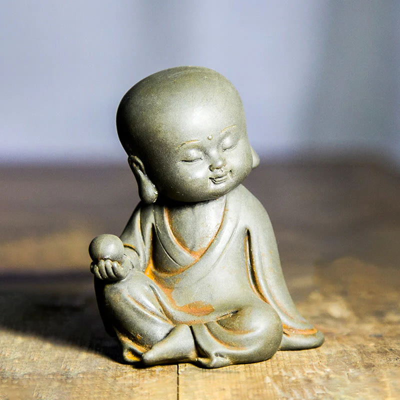 Mocoer Handmade Ksitigarbha Kwan Yin Guanyin Avalokitesvara Tathagata Iron Powder Rust Cast Resin Statue Home Decoration - Mocoer