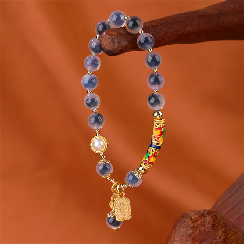 Mocoer Natural Blue Candy Agate Amulet Strength Bracelet - Mocoer
