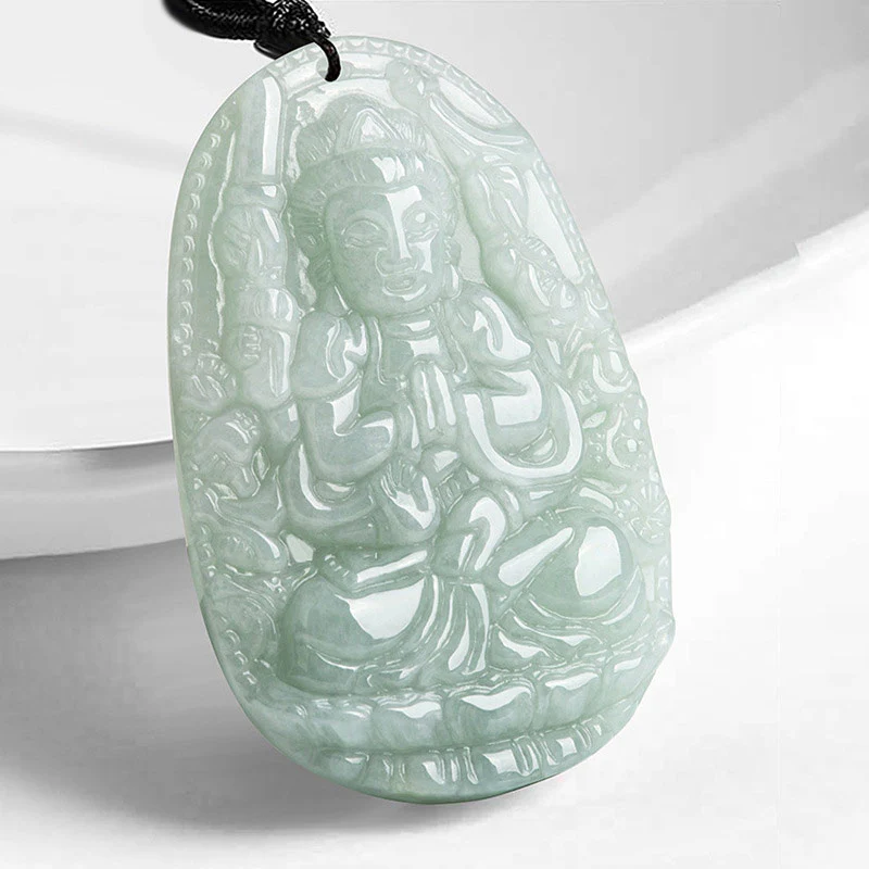Mocoer Chinese Zodiac Natal Buddha Jade Wealth Prosperity Necklace Pendant - Mocoer