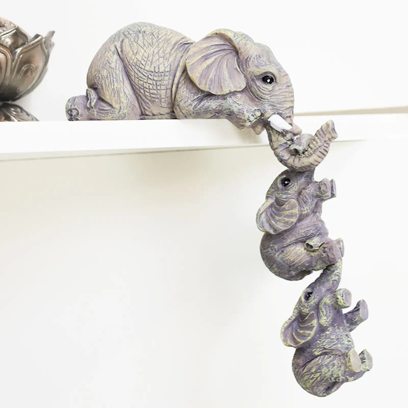 Mocoer 3pcs Feng Shui Elephant Sitter Figurines Wealth Figurine Home Decoration - Mocoer