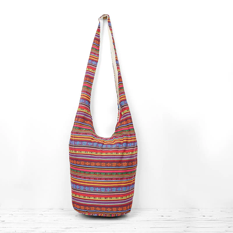 Mocoer Cotton Stripes Pattern Crossbody Bag Shoulder Bag - Mocoer