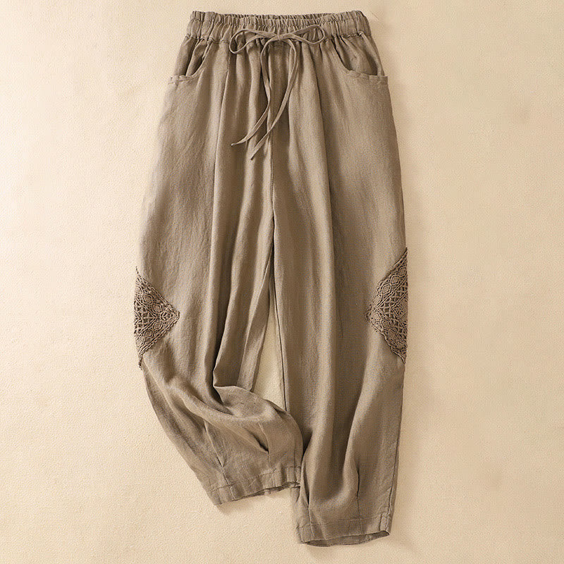 Mocoer Summer Women's Cotton Drawstring Harem Pants With Pockets - Mocoer
