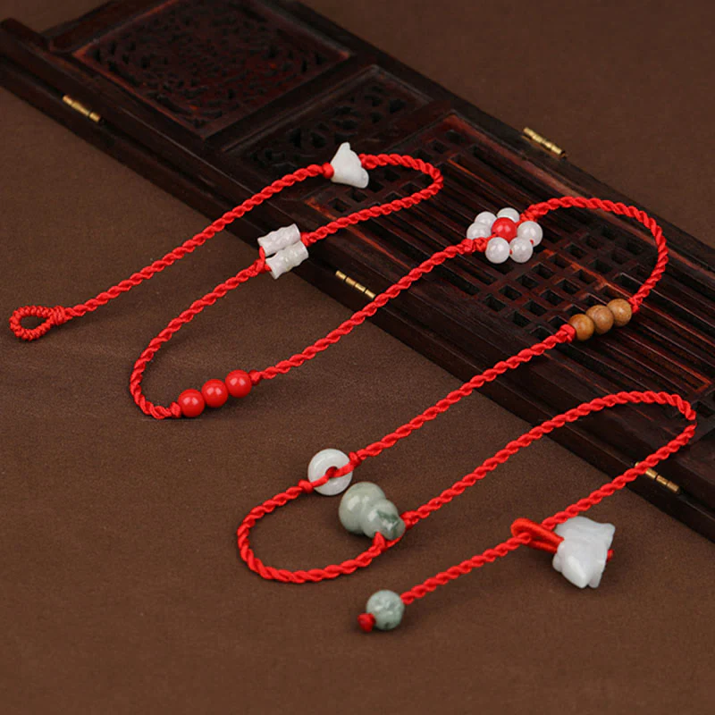 Mocoer Chinese Zodiac Peach Wood Blessing Red String Belly Chain - Mocoer