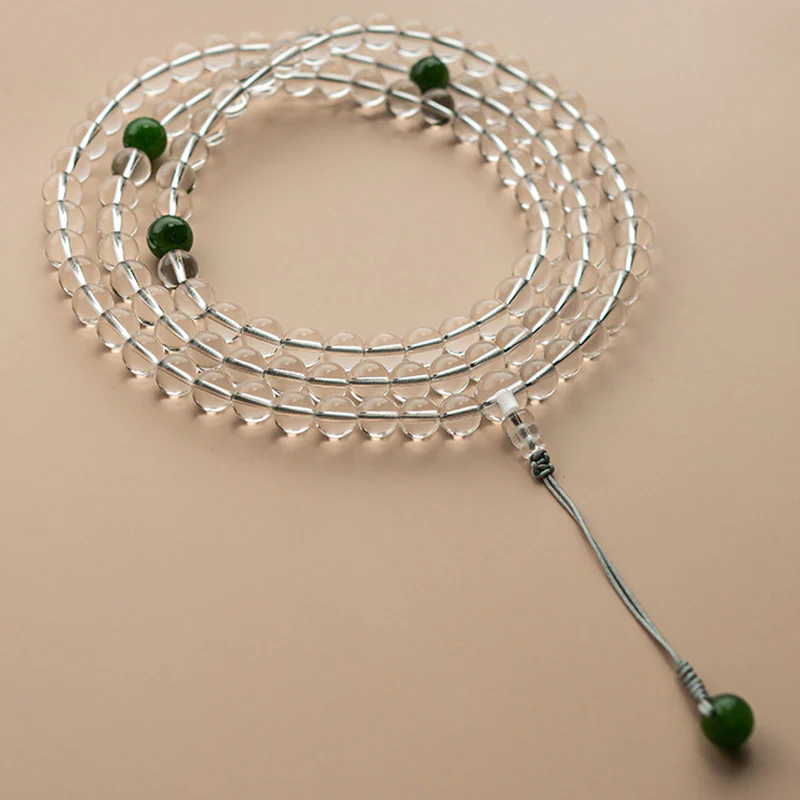 Mocoer 108 Beads White Crystal Jade Meditation Bracelet Mala - Mocoer