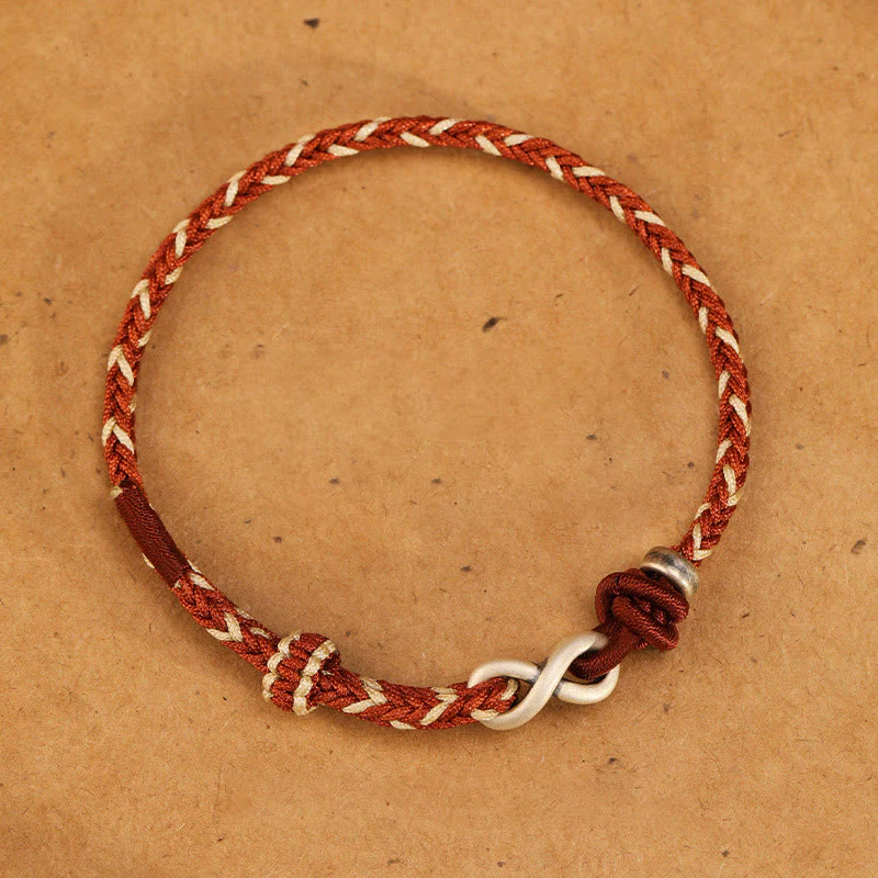 Mocoer Handmade 999 Sterling Silver Endless Knot Infinity Symbol Luck Rope Bracelet - Mocoer