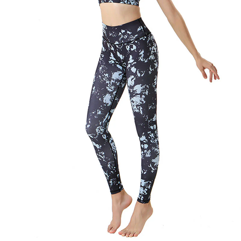 Mocoer Spots Maple Leaf Print Sports Exercise Fitness High Waist Leggings Women's Yoga Pants - Mocoer