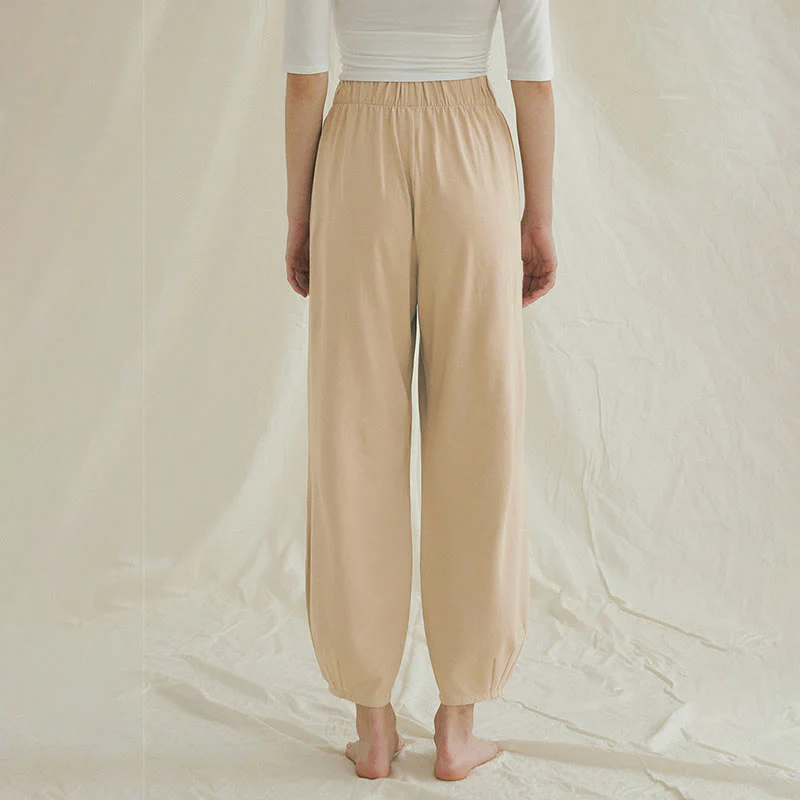 Mocoer Casual Plain Breathable Loose Women's Leica Harem Pants With Pockets - Mocoer