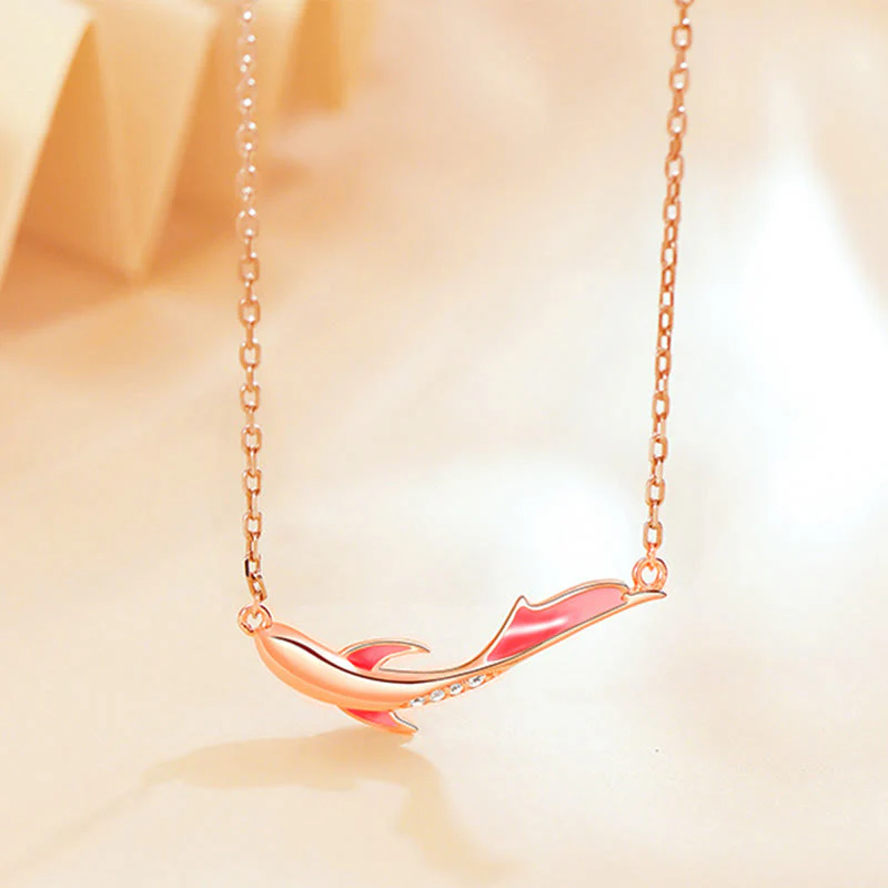 Mocoer 925 Sterling Silver Koi Fish Luck Zircon Prosperity Necklace Pendant - Mocoer