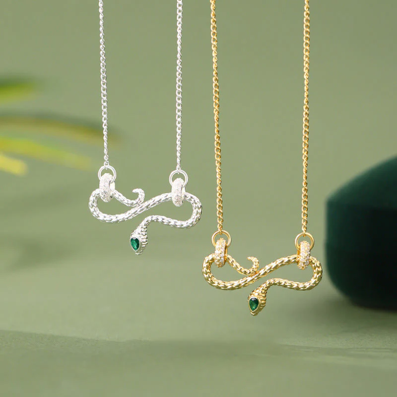Mocoer 999 Sterling Silver Year of the Snake Coiling Snake Infinite Symbol Blessing Necklace Pendant - Mocoer