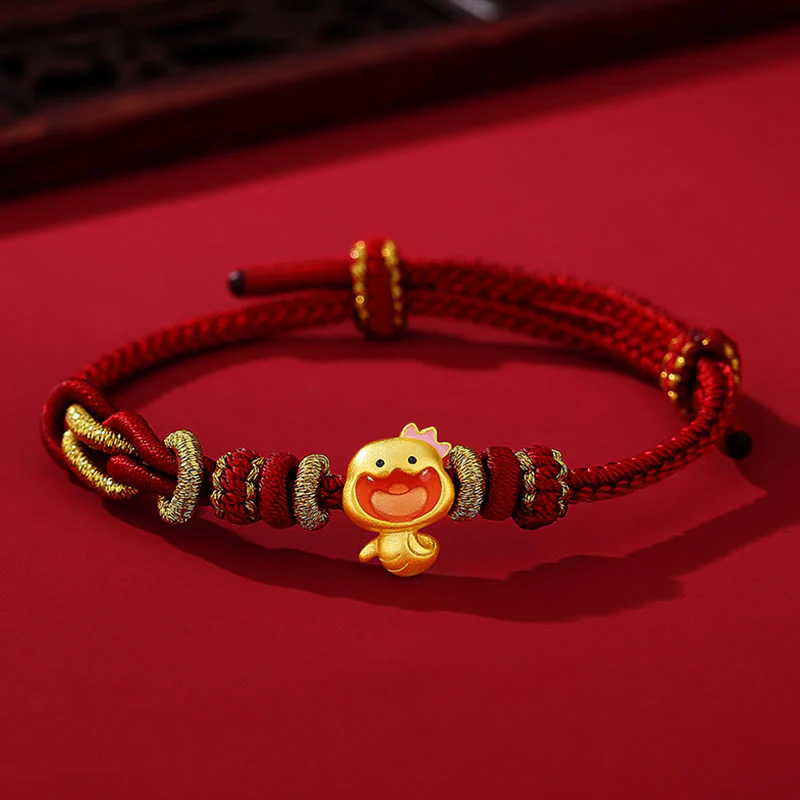 Mocoer Red String 925 Sterling Silver Year of the Snake Cute Crown Snake Strength Bracelet - Mocoer