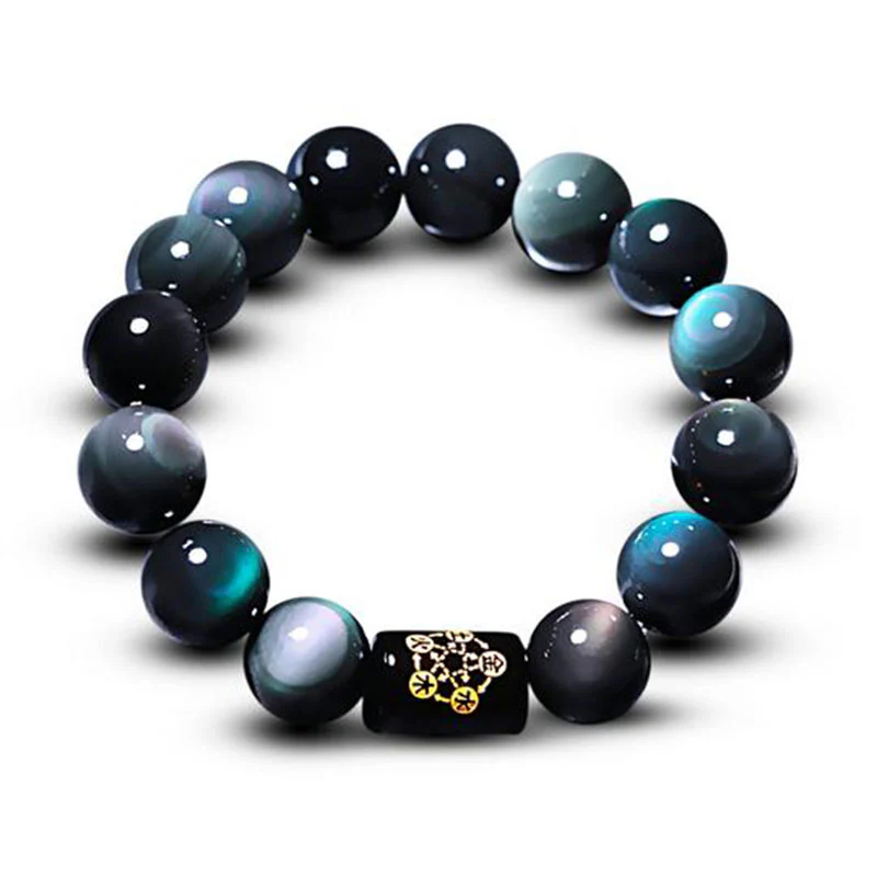 Mocoer Natural Rainbow Obsidian Positive Transformation Bracelet - Mocoer